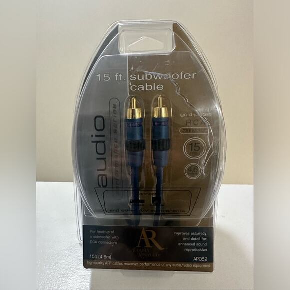 💥Acoustic Research AP052 Performance Series Subwoofer Cable (15 Ft, Blue) Gold - Picture 1 of 7